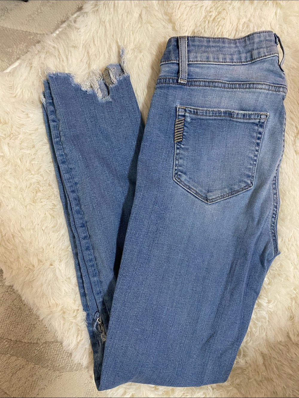 PAIGE Medium Blue Distressed Skinny Jeans